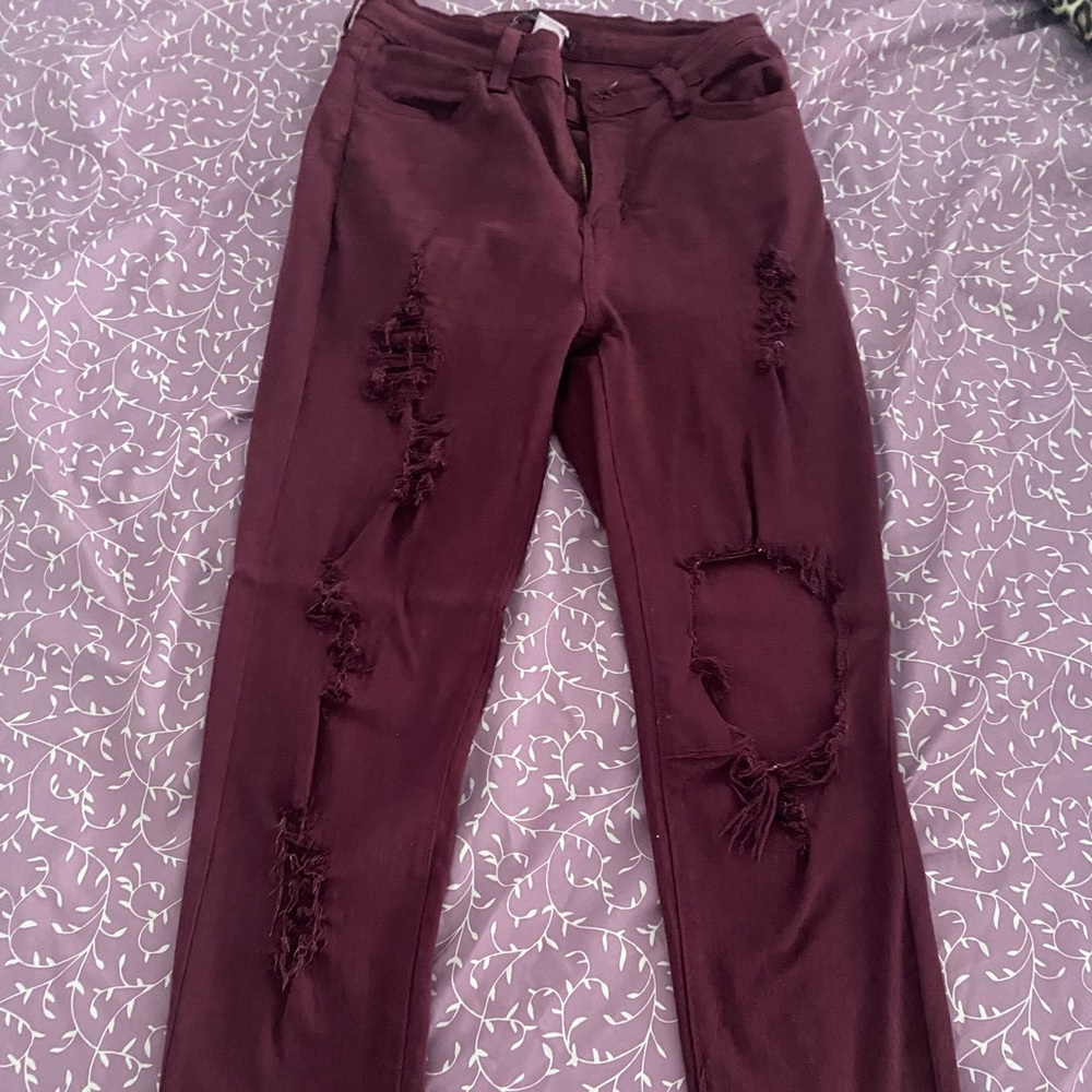 3 pair fashion nova jeans , Maroon , black & blue